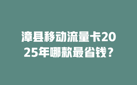 漳县移动流量卡2025年哪款最省钱？