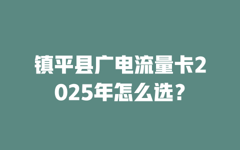镇平县广电流量卡2025年怎么选？