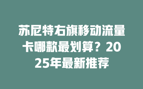 苏尼特右旗移动流量卡哪款最划算？2025年最新推荐