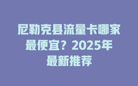 尼勒克县流量卡哪家最便宜？2025年最新推荐