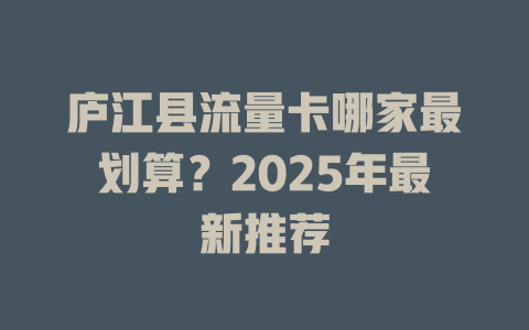 庐江县流量卡哪家最划算？2025年最新推荐