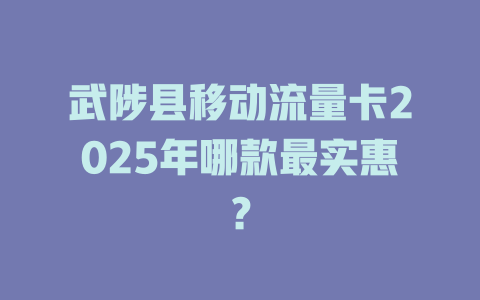 武陟县移动流量卡2025年哪款最实惠？