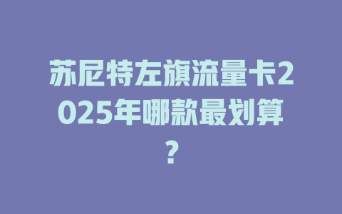 苏尼特左旗流量卡2025年哪款最划算？