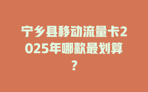 宁乡县移动流量卡2025年哪款最划算？