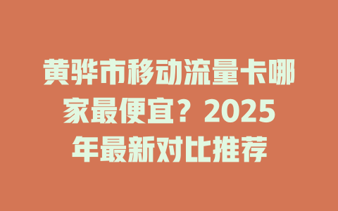 黄骅市移动流量卡哪家最便宜？2025年最新对比推荐