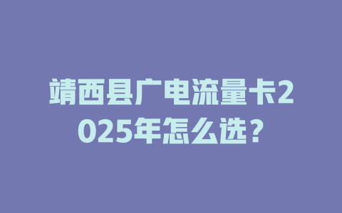 靖西县广电流量卡2025年怎么选？