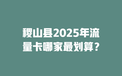 稷山县2025年流量卡哪家最划算？