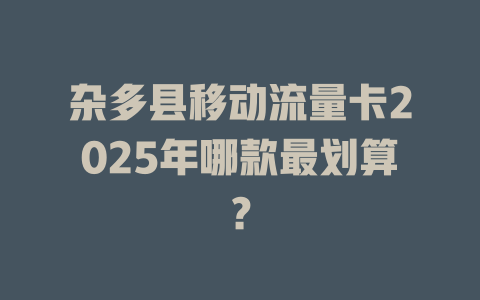 杂多县移动流量卡2025年哪款最划算？