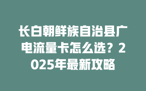 长白朝鲜族自治县广电流量卡怎么选？2025年最新攻略