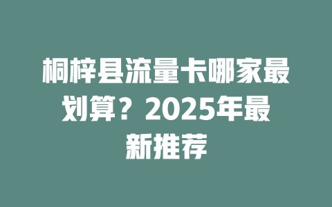 桐梓县流量卡哪家最划算？2025年最新推荐