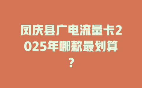凤庆县广电流量卡2025年哪款最划算？