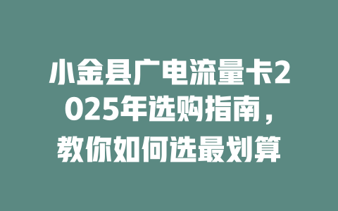 小金县广电流量卡2025年选购指南，教你如何选最划算