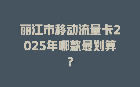 丽江市移动流量卡2025年哪款最划算？