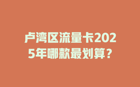 卢湾区流量卡2025年哪款最划算？