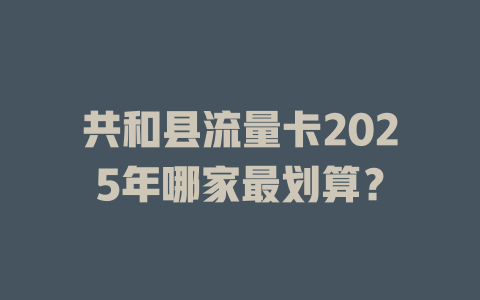 共和县流量卡2025年哪家最划算？