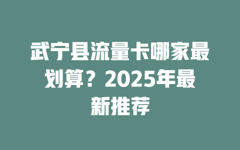 武宁县流量卡哪家最划算？2025年最新推荐