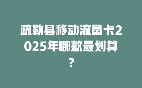 疏勒县移动流量卡2025年哪款最划算？