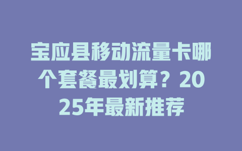 宝应县移动流量卡哪个套餐最划算？2025年最新推荐