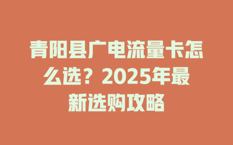 青阳县广电流量卡怎么选？2025年最新选购攻略