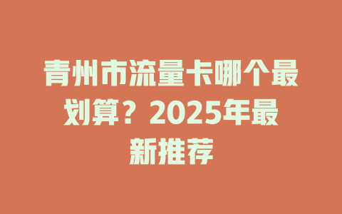 青州市流量卡哪个最划算？2025年最新推荐