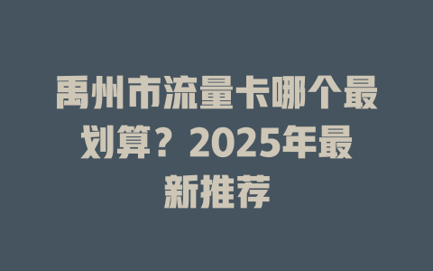 禹州市流量卡哪个最划算？2025年最新推荐
