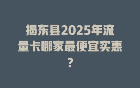 揭东县2025年流量卡哪家最便宜实惠？