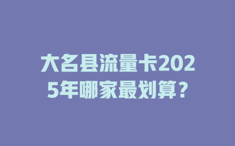 大名县流量卡2025年哪家最划算？