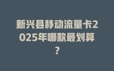 新兴县移动流量卡2025年哪款最划算？