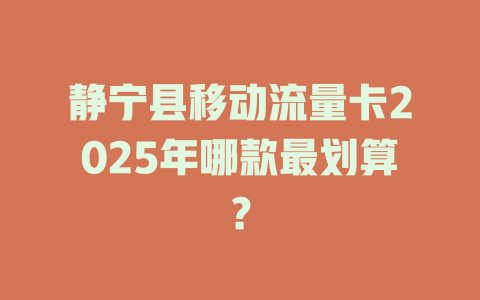 静宁县移动流量卡2025年哪款最划算？