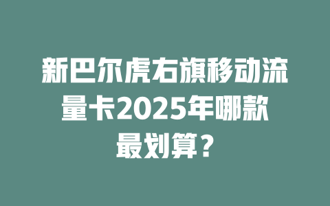 新巴尔虎右旗移动流量卡2025年哪款最划算？