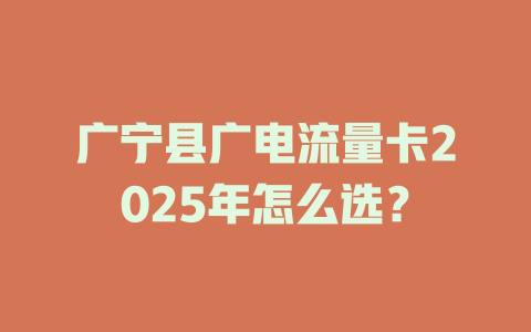 广宁县广电流量卡2025年怎么选？