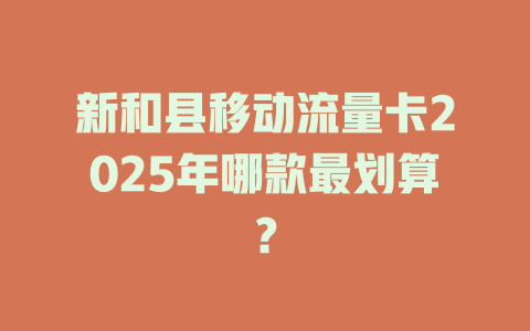 新和县移动流量卡2025年哪款最划算？
