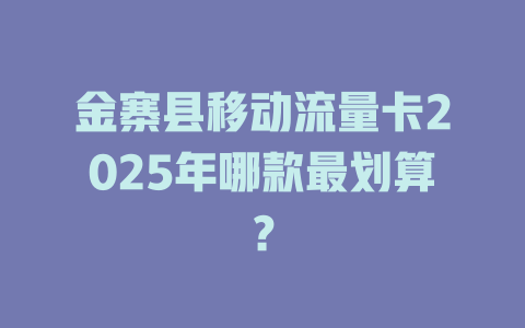 金寨县移动流量卡2025年哪款最划算？