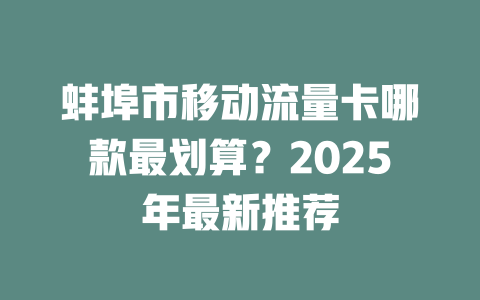 蚌埠市移动流量卡哪款最划算？2025年最新推荐