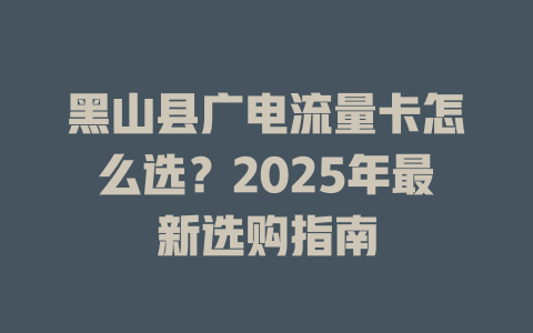 黑山县广电流量卡怎么选？2025年最新选购指南