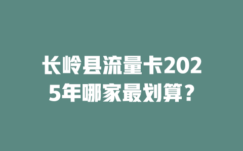 长岭县流量卡2025年哪家最划算？