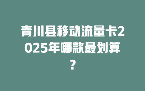 青川县移动流量卡2025年哪款最划算？
