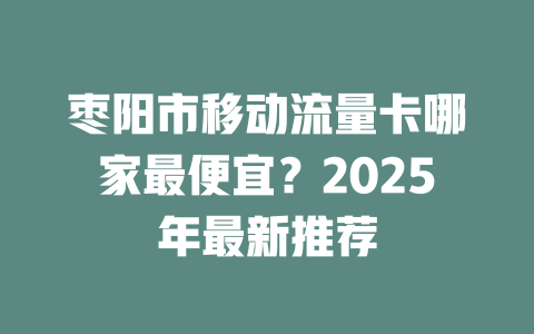 枣阳市移动流量卡哪家最便宜？2025年最新推荐