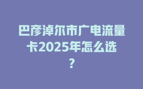 巴彦淖尔市广电流量卡2025年怎么选？