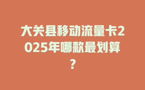 大关县移动流量卡2025年哪款最划算？