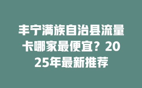 丰宁满族自治县流量卡哪家最便宜？2025年最新推荐