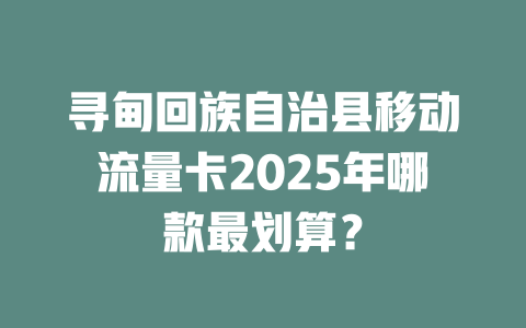 寻甸回族自治县移动流量卡2025年哪款最划算？