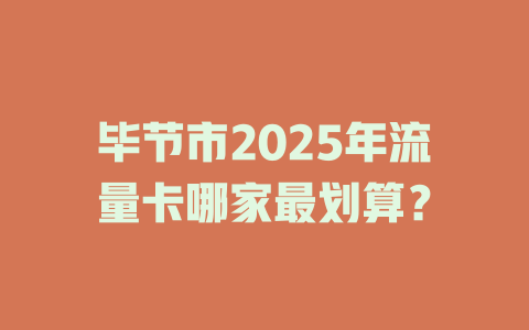 毕节市2025年流量卡哪家最划算？