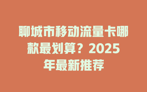 聊城市移动流量卡哪款最划算？2025年最新推荐