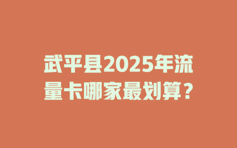 武平县2025年流量卡哪家最划算？