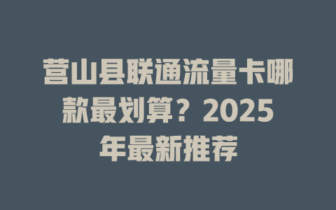 营山县联通流量卡哪款最划算？2025年最新推荐