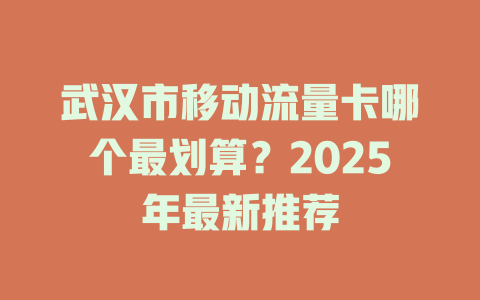 武汉市移动流量卡哪个最划算？2025年最新推荐