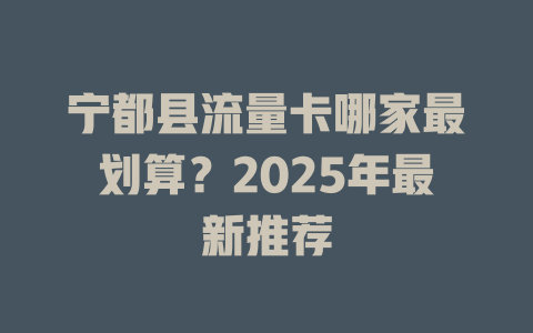 宁都县流量卡哪家最划算？2025年最新推荐