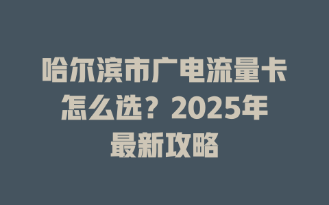 哈尔滨市广电流量卡怎么选？2025年最新攻略