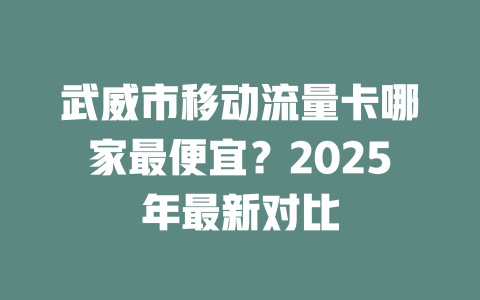 武威市移动流量卡哪家最便宜？2025年最新对比